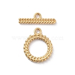 Ion Plating(IP) 304 Stainless Steel Ring Toggle Clasps, Real 18K Gold Plated, 19x16x2mm, Hole: 2mm, Bar: 6.5x21x2mm, Hole: 2mm(X-STAS-A092-09A-G)