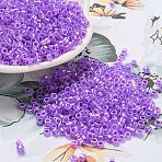 Electroplate Transparent Glass Seed Beads, Ceylon, Cylinder, Medium Purple, 2.5x1.6mm, Hole: 1.4mm, about 50398pcs/pound(SEED-S042-16A-03)