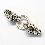 Alloy Spring Gate Rings, O Rings, with Cord Ends, Leopard, Antique Silver, 6 Gauge, 76mm(PALLOY-R089-30AS)