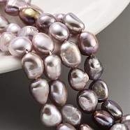 Natural Cultured Freshwater Pearl Beads Strands, Two Sides Polished, Grade 5A, Thistle, 8~9mm, Hole: 0.5mm, about 19pcs/strand, 6.89''(17.5cm)(PEAR-P062-26H)