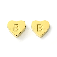 Ion Plating(IP) 316L Surgical Stainless Steel Beads, Love Heart with Letter Bead, Real 18K Gold Plated, Letter B, 5.5x6.5x2.5mm, Hole: 1.4mm(STAS-R230-01B-G-1)