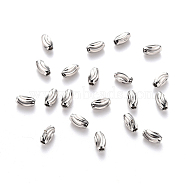 201 Stainless Steel Corrugated Beads, Oval, Stainless Steel Color, 5x3mm, Hole: 1.2mm(X-STAS-S103-16A-P)