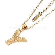 Ion Plating(IP) Initial Letter 304 Stainless Steel Pendant Necklaces, Real 18K Gold Plated, Letter Y, 15.87 inch(40.3cm), Pendant: about 17x14mm(NJEW-M199-01G-Y)