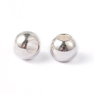 Round 202 Stainless Steel Beads, Silver Color Plated, 8x6.5mm, Hole: 3.5mm(STAS-O091-C-04S)
