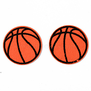 Sports Theme Computerized Embroidery Cloth Iron on/Sew on Patches, Appliques, Costume Accessories, Basketball, Coral, 59x1mm(X-DIY-S040-091)