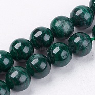 Natural Malachite Gemstone Beads Strands, Round, Green, 9~10mm, Hole: 1mm, 19pcs/strand, 8 inch(G-I001-9mm-01)