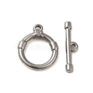 304 Stainless Steel Toggle Clasps, Ring, Stainless Steel Color, ring: 20x17x3mm, hole: 2mm, rod: 6x22.5x3mm, hole: 1.8mm(STAS-Q324-11P)