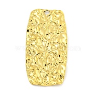 Ion Plating(IP) 304 Stainless Steel Pendants, Textured, Rectangle Charm, Real 18K Gold Plated, 45x22x2mm, Hole: 2mm(STAS-M001-09G)