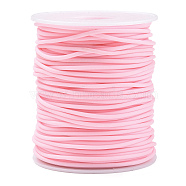 Hollow Pipe PVC Tubular Synthetic Rubber Cord, Wrapped Around White Plastic Spool, Pink, 2mm, Hole: 1mm, about 54.68 yards(50m)/roll(RCOR-R007-2mm-39)