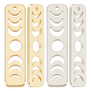 16Pcs 2 Colors Brass Moon Phase Bar Pendants, Long-Lasting Plated, Rectangle, Real Gold Plated & Real Platinum Plated, 20x5x1mm, Hole: 0.7mm, 8pcs/color(KK-BBC0004-44)