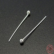 925 Sterling Silver Ball Head Pins, Silver, 0.5x15mm, Ball: 2mm(STER-A028-5)