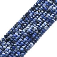 Natural Sodalite Beads Strands, Faceted, Rondelle, 6x4mm, Hole: 1mm, about 85~90pcs/strand, 15.55 inch(39.5cm)(G-F715-097)