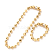 Vacuum Plating 304 Stainless Steel Ball Chain Necklace & Bracelet Set, Jewelry Set with Ball Chain Connecter Clasp for Women, Golden, 8-5/8 inch(22~47.3cm), Beads: 10mm(STAS-D181-01G-02A)