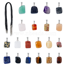 SUPERFINDINGS DIY Necklaces Making Kit, Including Natural & Synthetic Mixed Gemstone Nugget Pendants, Imitation Leather Cord Necklace Making, 40Pcs/box(DIY-FH0006-36)