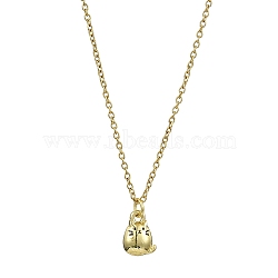 Cat Shaped Alloy Enamel Pendant Necklace, with 304 Stainless Steel Cable Chains, Golden, 17.68 inch(44.9cm)(NJEW-JN04613-02)