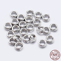 Rhodium Plated 925 Sterling Silver Split Jump Rings, Double Loop Jump Rings, Round Rings, Platinum, 8x1.5mm, Inner Diameter: 7mm(STER-F036-01P-0.6x8mm)