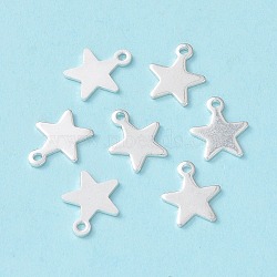 304 Stainless Steel Charms, Star, Silver, 10x8x0.8mm, Hole: 1.4mm(STAS-L234-069S)