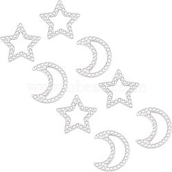 Unicraftale 304 Stainless Steel Cabochons, Star & Moon, Stainless Steel Color, 10.5-11x9.5-11x1.5mm, 20pcs/box(STAS-UN0013-99P)