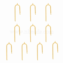 SUPERFINDINGS Brass Chandelier Component Links, 3 Loop Connectors, Arch, Real 18K Gold Plated, 40x14x1.5mm, Hole: 1mm, 10pcs/box(KK-FH0004-91)