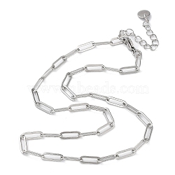 304 Stainless Steel Paperclip Chain Necklace, Stainless Steel Color, 16.34 inch(41.5cm)(NJEW-D045-14P)