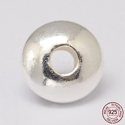 925 Sterling Silver Spacer Beads, Saucer Beads, Silver, 4x2mm, Hole: 1mm(STER-L063-07A)