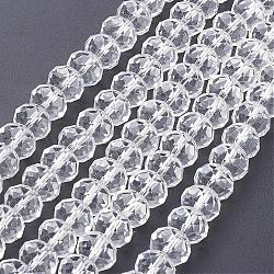 Faceted Rondelle Handmade Glass Beads, for DIY Crafting, Clear, 12x8mm, Hole: 1mm, about 72pcs/strand(GS011-01)