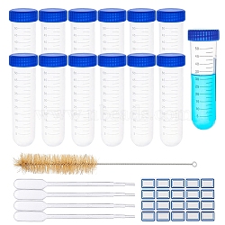 DIY Kit, with Disposable Plastic Centrifuge Tube, Test Tube Cleaning Brush, Plastic Pipettes Dropper and Label Paster, Clear(DIY-BC0002-20)