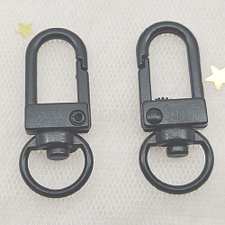 Alloy Swivel Push Gate Snap Clasps, Lanyard Ring Clasps, Slate Gray, 34x13.5x6mm, Hole: 10x7.5mm(PURS-PW0001-424A)