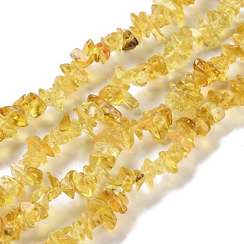 Transparent Glass Beads Strands, Chip, Goldenrod, 1~7x4~14x3~7.5mm, Hole: 0.4mm, 31.50''~31.69''(80~80.5cm)
