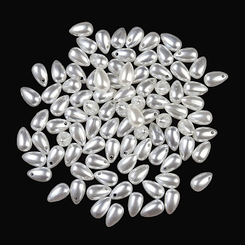 ABS Plastic Imitation Pearl Charms, Teardrop, Seashell Color, 10x6x6mm, Hole: 1.2mm, 2500pcs/500g