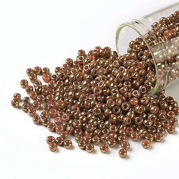 TOHO Round Seed Beads, Japanese Seed Beads, (1707) Gilded Marble Orange, 8/0, 3mm, Hole: 1mm, about 10000pcs/pound