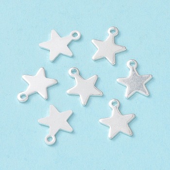 304 Stainless Steel Charms, Star, Silver, 10x8x0.8mm, Hole: 1.4mm