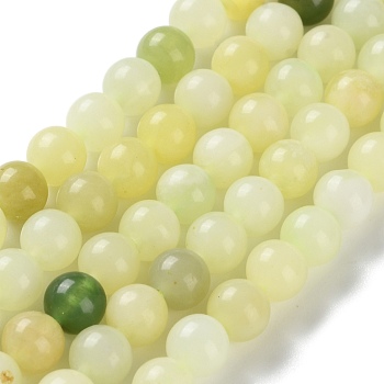 Natural New Jade Round Beads Strands, 6.5mm, Hole: 1mm, about 59pcs/strand, 15.24 inch(38.7cm)