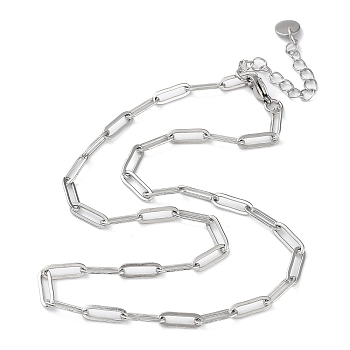 304 Stainless Steel Paperclip Chain Necklace, Stainless Steel Color, 16.34 inch(41.5cm)