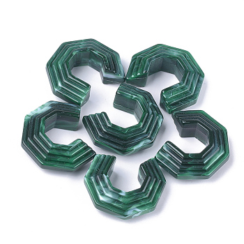 Acrylic Beads, Imitation Gemstone Style, No Hole/Undrilled, Dark Green, 39.5x33.5x14mm, about 70pcs/500g