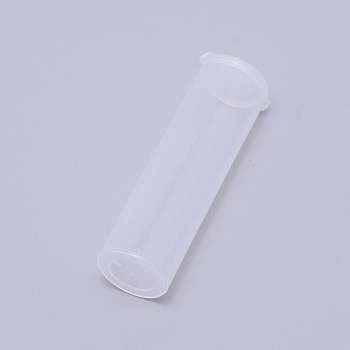 Transparent Plastic Bead Containers, with Hinged Lids, Flip Cover, Column, White, 8.8x3.1cm, Inner Diameter: 2.3cm