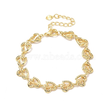 Clear Cubic Zirconia Heart Link Chain Bracelet(BJEW-A132-09G)-3