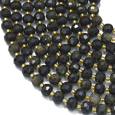 Natural Golden Sheen Obsidian Beads Strands(G-K389-E55-01)-3