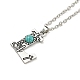 Letter A~Z Antique Silver Plated Alloy with Synthetic Turquoise Pendant Necklaces(NJEW-G080-01L)-2