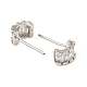 Brass Pave Clear Cubic Zirconia Curved Rectangle Stud Earrings for Women(EJEW-G362-10P)-2