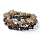 Chips naturelles labradorite et flocon de neige obsidienne et oeil de tigre ensembles de bracelets extensibles perlés(X-BJEW-JB05332-05)-1