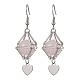 Natural Rose Quartz Dangle Earrings(EJEW-JE05600-01)-1