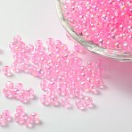 Eco-Friendly Transparent Acrylic Beads, Round, AB Color, Pearl Pink, 4mm, Hole: about 1.2mm; about 17000pcs/500g.(PL731-5)