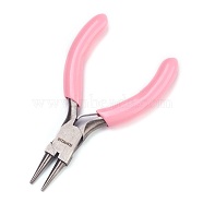 45# Carbon Steel Jewelry Pliers, Round Nose Pliers, Polishing, Pink, 7.9x4.5x0.8cm(PT-L007-16)