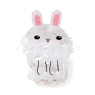PVC Plastic Claw Hair Clips for Women, with Alloy Finding, Rabbit, White, 50x40x49mm(PHAR-D016-02F)