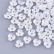 Resin Imitation Pearl Bead Caps, 3-Petal, Flower, White, 6x6.5x2.5mm, Hole: 1mm(RESI-T040-007A)
