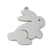 Non-Tarnish 5Pcs 201 Stainless Steel Pendants, Laser Cut, Rabbit Charm, Stainless Steel Color, 17.5x16.5x1mm, Hole: 1.2mm(STAS-B064-08P)