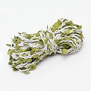 Hemp Rope with Polyester Green Leaf, for Birthday, Classroom Decor, Wedding Home Garden , Light Green, 1.3cm, 10m/bundle(PJ-TAC0004-03D)