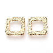 Brass Linking Rings, Square, Nickel Free, Real 18K Gold Plated, 14x14x1mm(KK-R058-109G)