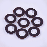 Resin Buttons, 2-Hole, Flat Round, Coconut Brown, 13x2mm, Hole: 1.8mm, about 1000pcs/bag(BUTT-Q041-01H)